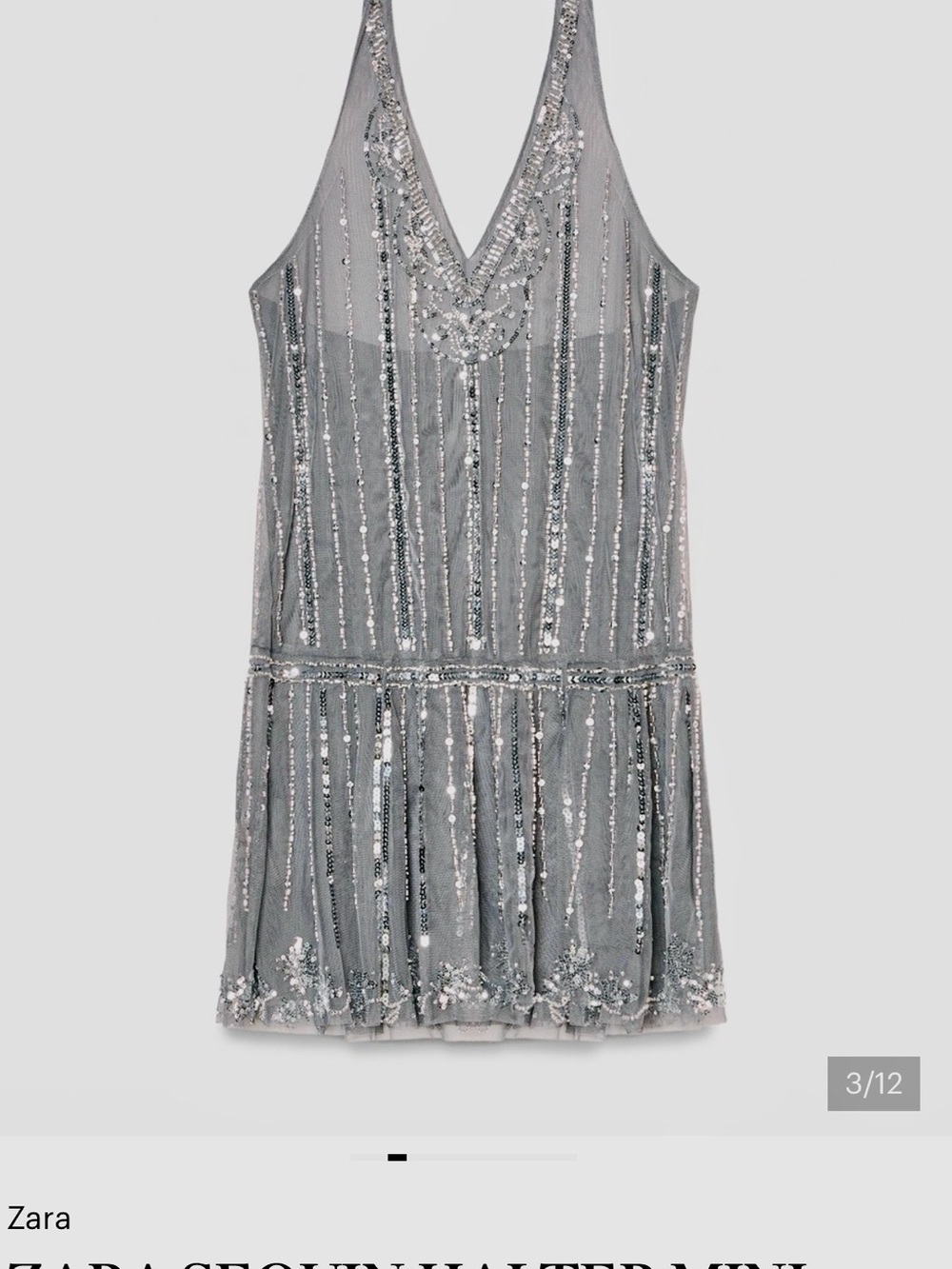 Zara Silver Sequin Halter Mini Dress